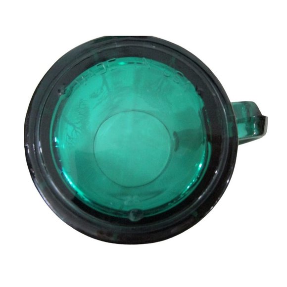 Vintage Emerald Green Glass Mug Etched Trees USA Made EUC - Picture 14 of 16